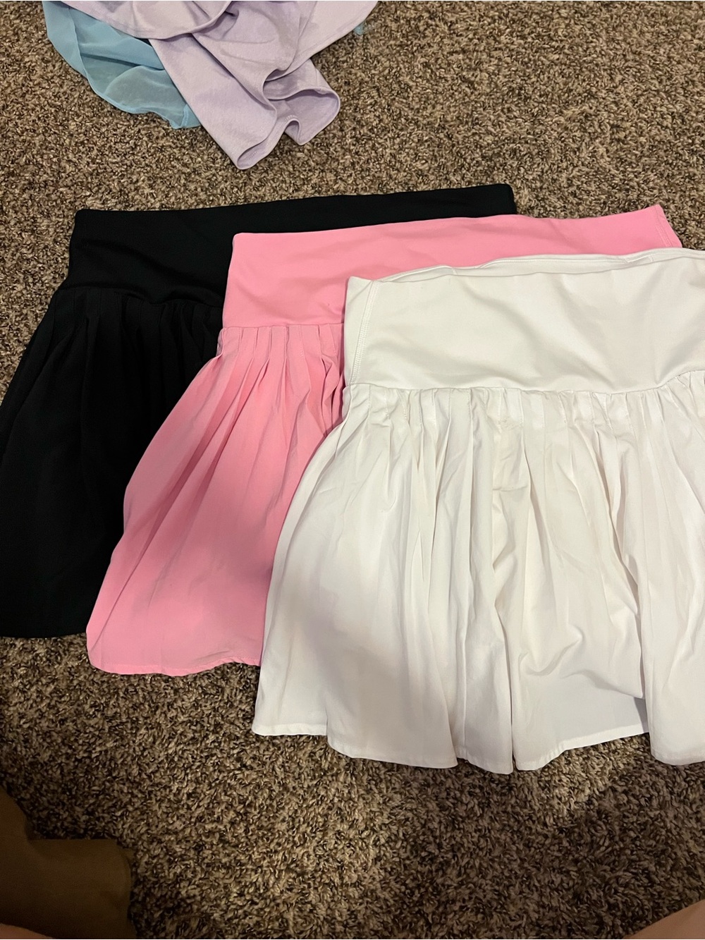 Women’s Pleated Golf Skirts - Black, Pink & White (High-Waisted)